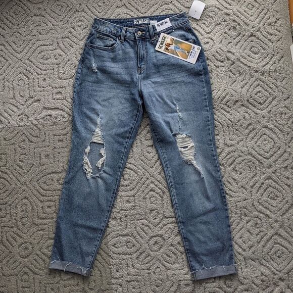 REWASH MOM jeans super high rise distressed raw hem size 28 G2 - Picture 2 of 11